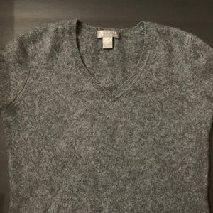 Charter Club 2-Ply Cashmere Sweater Gray V-Neck
